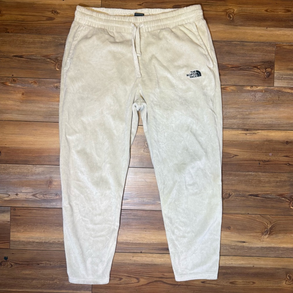 The North Face Sweatpants Womens Large Cream Fleece Joggers Cozy Lounge Pants